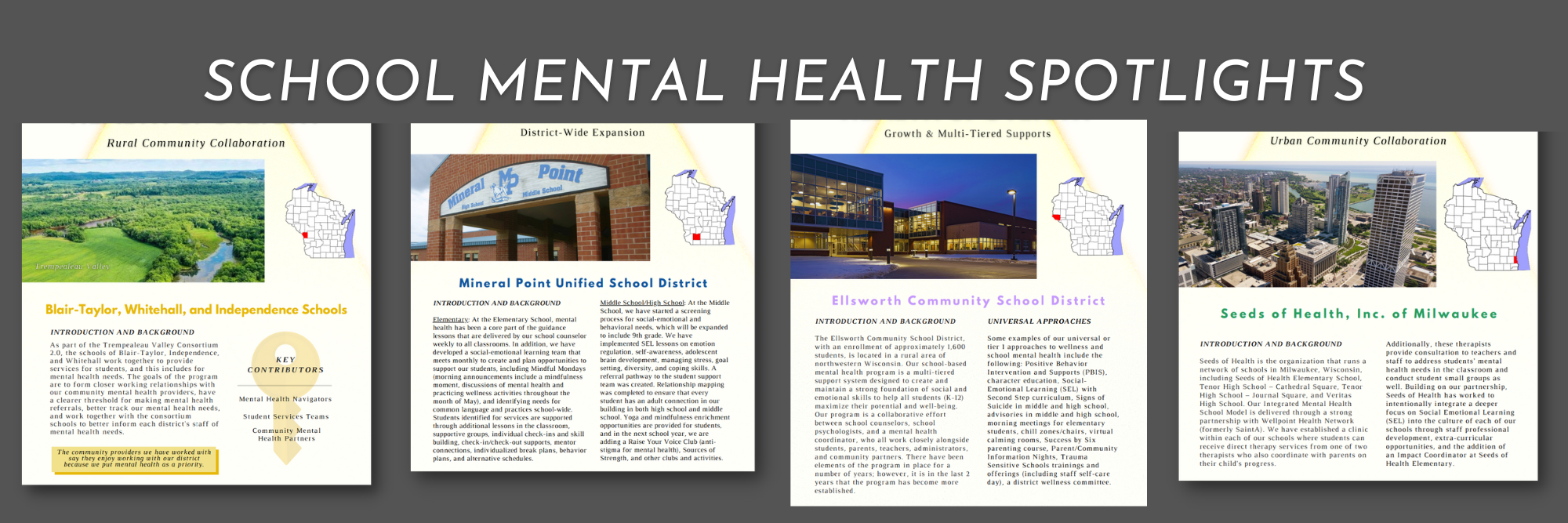 Screenshots of some school mental health spotlights